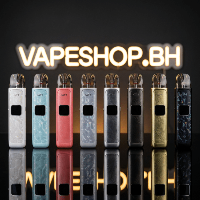 Close-up of **uwell caliburn g4** pod system showing stepless adjustable airflow slider and gpp 0. 4ohm pod for saltnic vaping in bahrain.