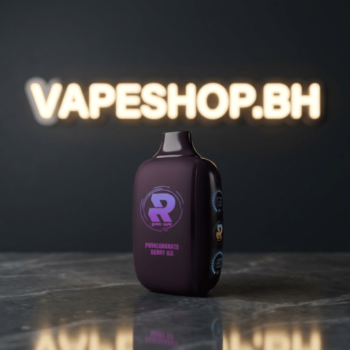 Compact roxo roxo two 20k disposable front view, clear led screen, rechargeable 850mah battery, high-puff bahrain disposable vape