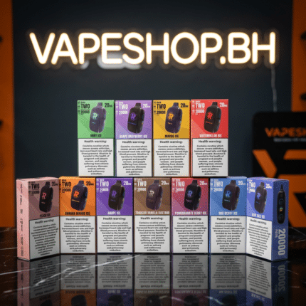 ROXO Roxo Two 20K disposable vape featured view with LED screen, 20ml e-liquid, 850mAh battery, sleek black rectangular design for Bahrain vapers