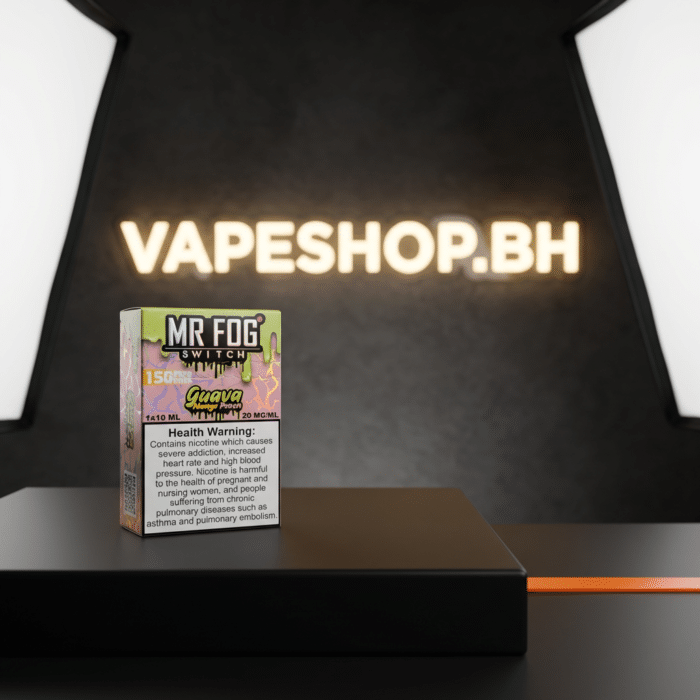 Mr fog 15k disposable with adjustable airflow slider visible, dual mode 10w-20w, premium bahrain disposable.