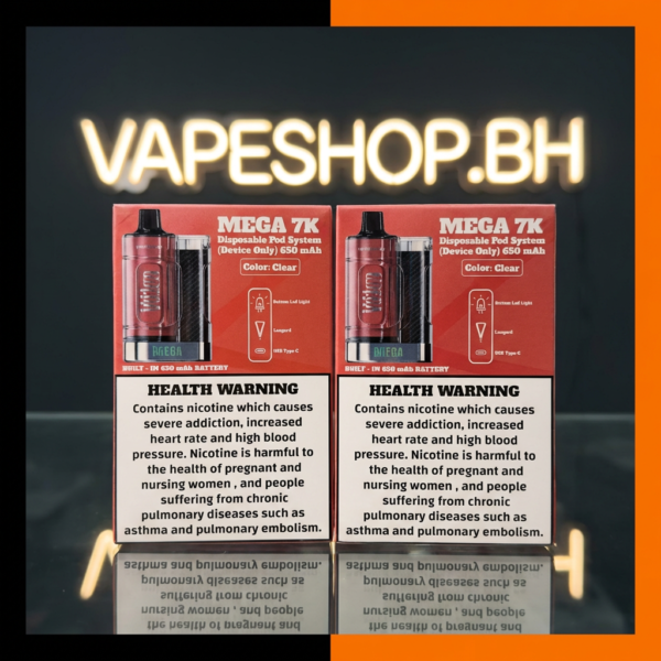 Grand E-Liquids Mega Pod 7K disposable vape device in sleek design, 7000 puffs, rechargeable battery for Bahrain vapers.