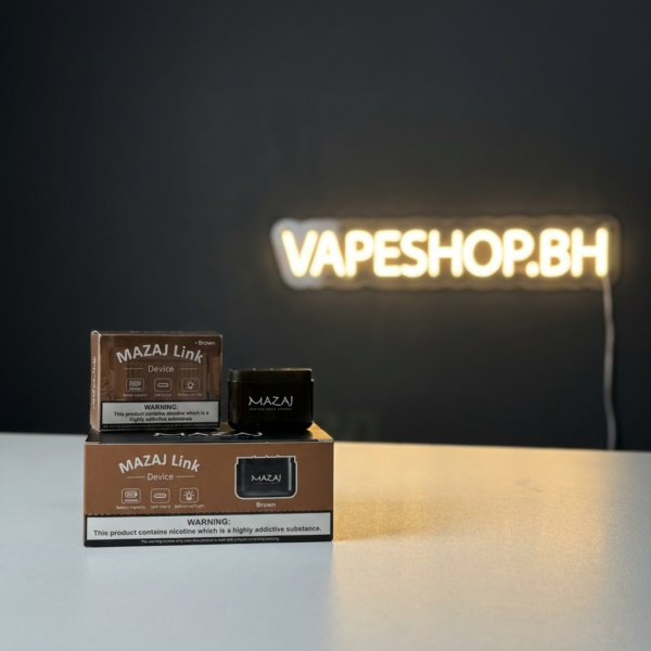 Mazaj Link disposable vape device in translucent design with colorful bottom LED lights and Type-C charging port for Bahrain vapers