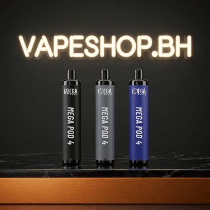 Mega Pod 4 disposable vape device with 4000 puffs, 10ml pre-filled e-liquid, and 1000mAh rechargeable battery in black
