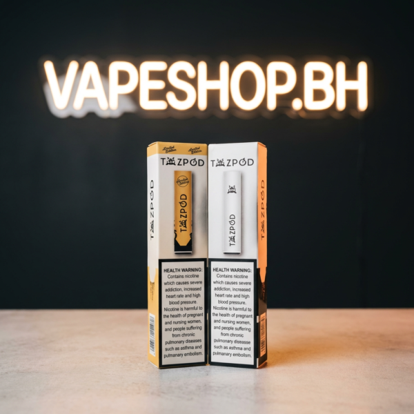 Sleek Tazpod device disposable vape in Bahrain, compact pod-style design with advanced tech for seamless vaping experience.