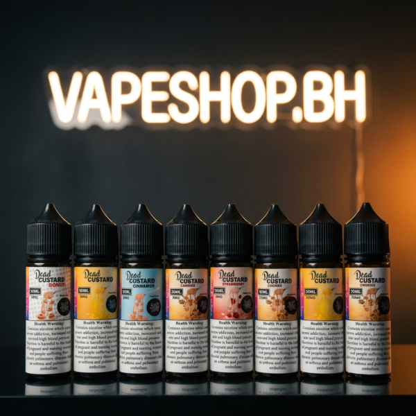 Dead Custard Freebase e-liquid featured bottle with creamy custard label, smooth Bahrain vape juice for sub-ohm vaping.