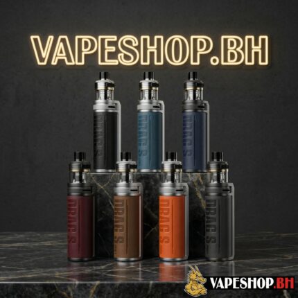 Voopoo Drag S Pro Kit in sleek black zinc-alloy and leather finish with 0.96-inch TFT screen and 5.5ml TPP-X pod for Bahrain vapers.