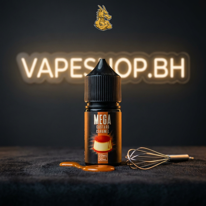 Detailed mega e-liquids saltnic by grand, compact 30ml bottle for pod systems in bahrain