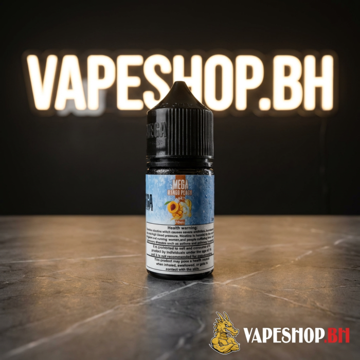 Mega e-liquids saltnic series 30ml by grand, detailed label on compact salt nic bottle for smooth vaping