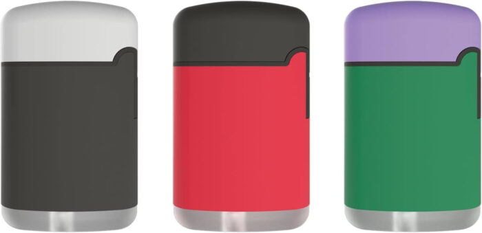 Zengaz lighter gallery close-up showing turbo jet flame ignited, rubber grip and flip-top in sleek profile for bahrain shop