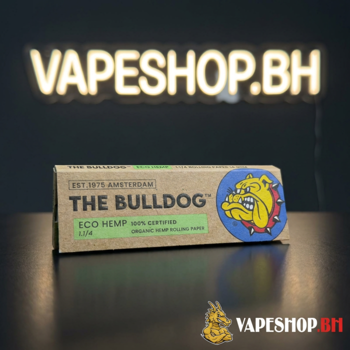 Open bulldog rolling paper pack showing 50 thin king size slim leaves, natural gum for slow burn in bahrain