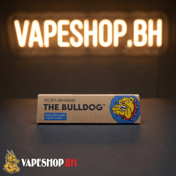 Bulldog rolling paper booklet showing brown unbleached papers with natural gum edge for bahrain vapers