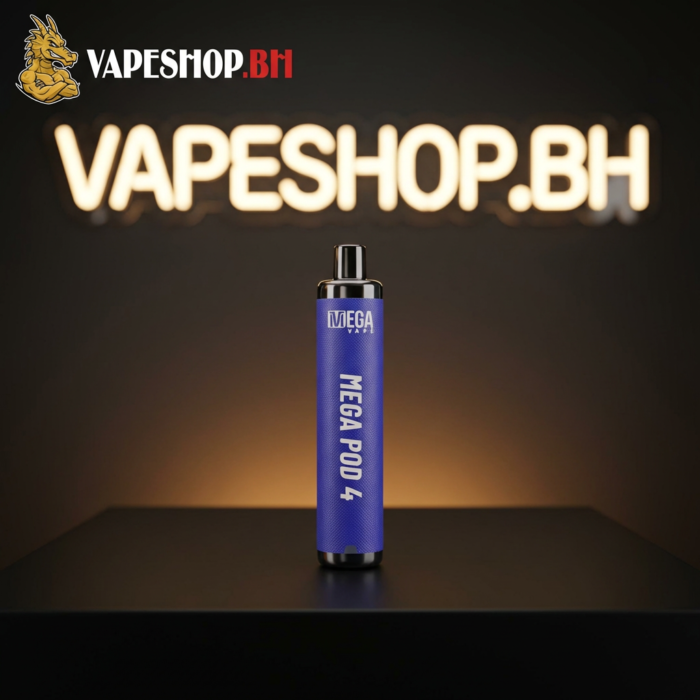 Grand mega pod 4 vape device showing sleek design, 10 flavors, 4000 puff capacity with type-c charging port
