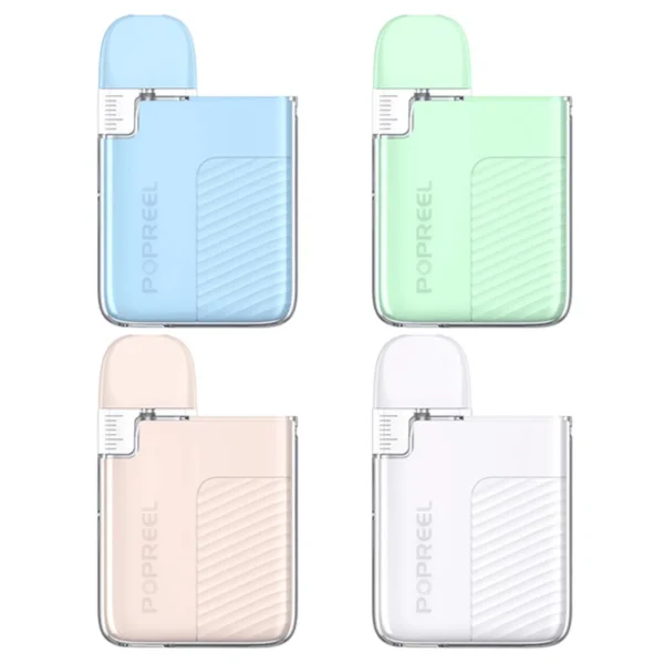 Uwell Popreel PK1 compact 520mAh pod vape kit with dual-layer shell in multiple colors