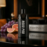 Creative close-up of ROXO Roxo DTL Pod Disposable, stylish DTL vape for Bahrain disposable lovers.