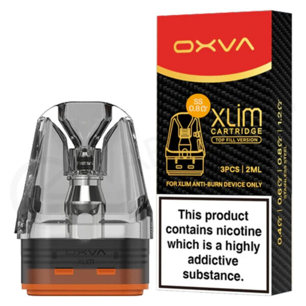 OXVA - Xlim SS pod (0.8ohm) Top Fill Cartridges Stainless 2ml, (3PC)