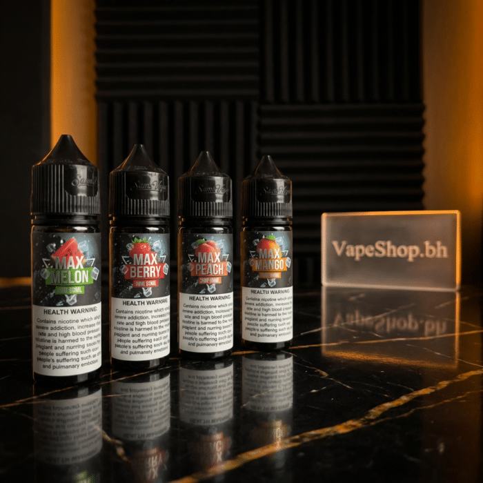 Premium max e-liquids freebase by samsvape in ergonomic bottle design ideal for bahrain vape fans.