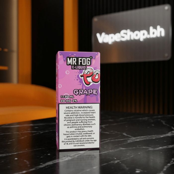 Mr fog saltnics full bottle showcase, flavorful mr fog salt nic juice ready for bahrain delivery.