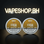 Angled view Grand E-Liquids Mega nicotine pouches black container, discreet Bahrain vape accessory