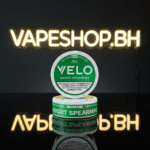 VELO nicotine pouches gallery view showing colorful slim cans, mint flavor blue tones, moist 6mg strength pack.