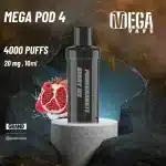 Grand E-Liquids Mega Pod 4 Disposable in Pomegranate Berry Ice, rechargeable 1000mAh battery, Type-C port, Bahrain vape shop