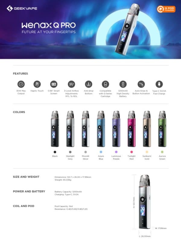 GEEKVAPE WENAX Q PRO 30W POD KIT