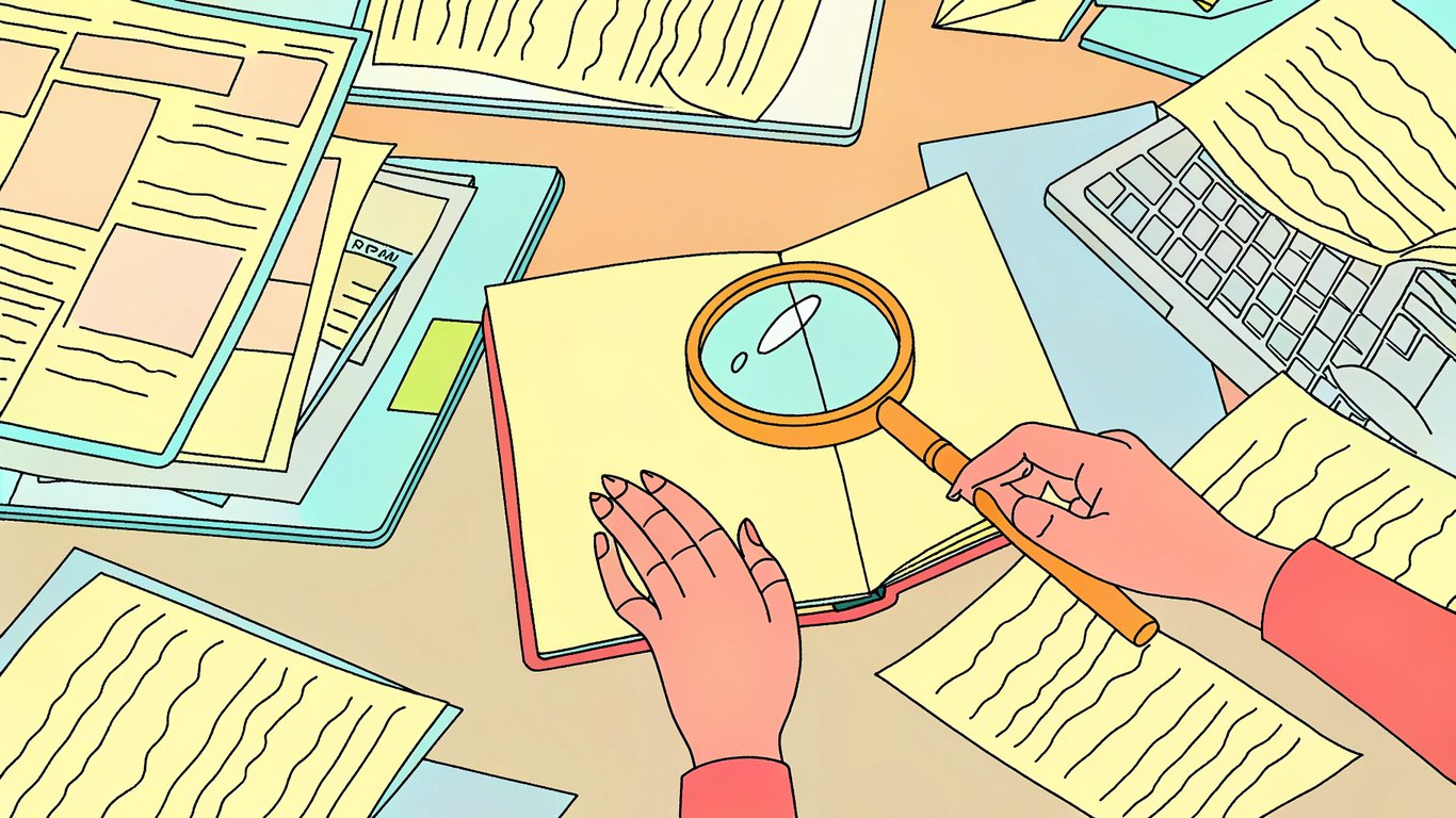 A person sorting through information, separating misinformation from reliable facts.