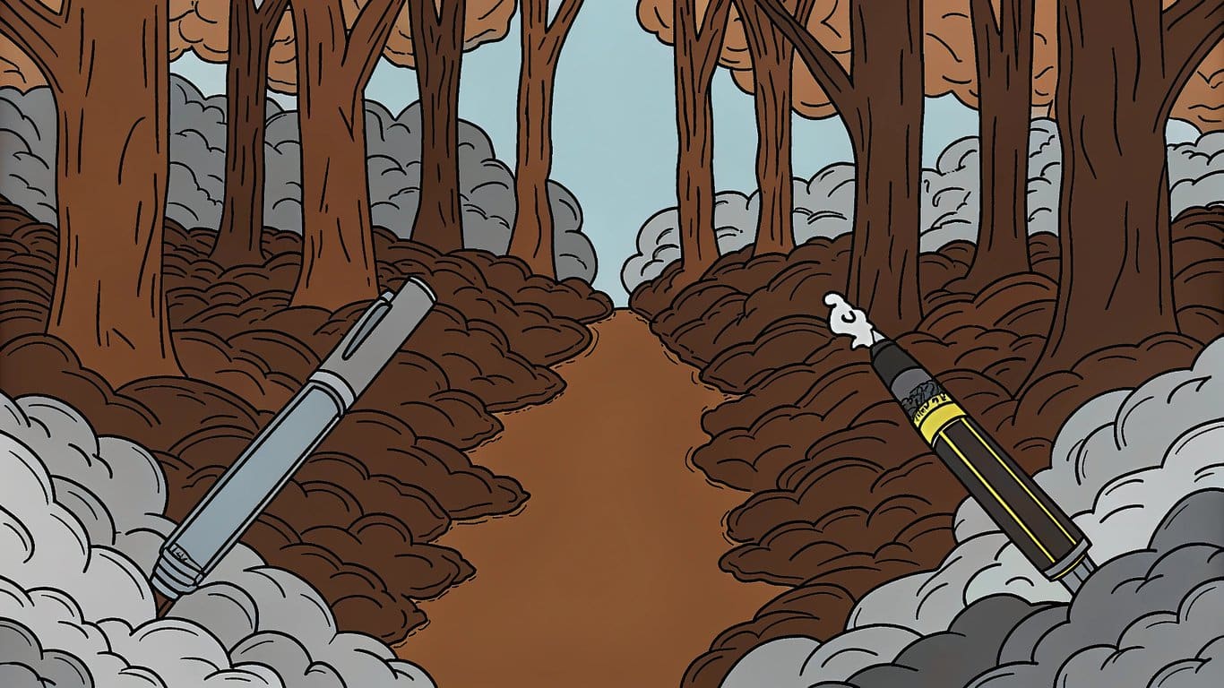 A metaphorical illustration showing youth vaping rates rising while youth smoking rates decline, debunking the gateway effect.