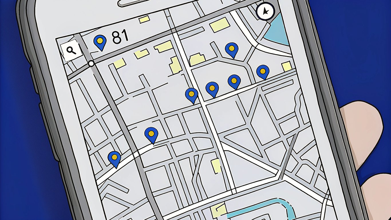 Smartphone displaying google maps with vape shop locations and ratings.