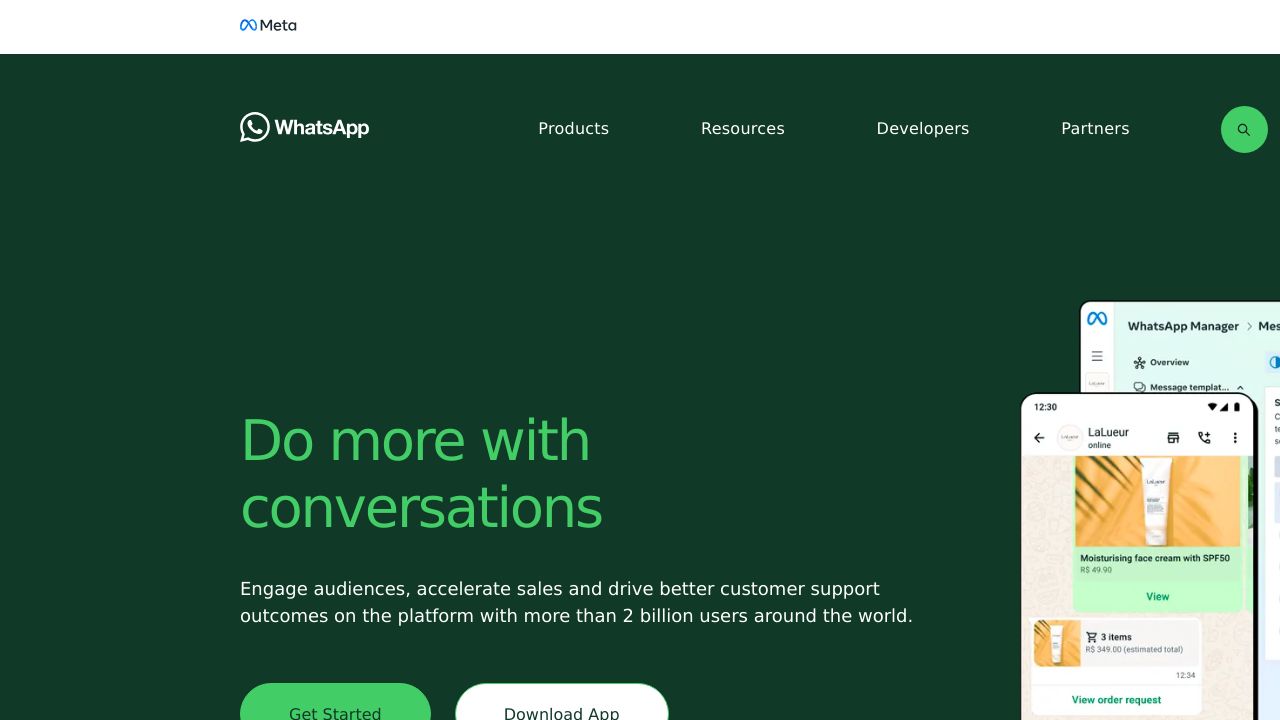 Screenshot of the whatsapp business homepage or a generic whatsapp chat screen.