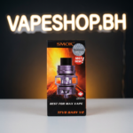 TFV8 Baby V2 sub-ohm tank side gallery shot, top-fill rotary lock design, pyrex glass 5mL capacity, premium sub-ohm vape tank Bahrain