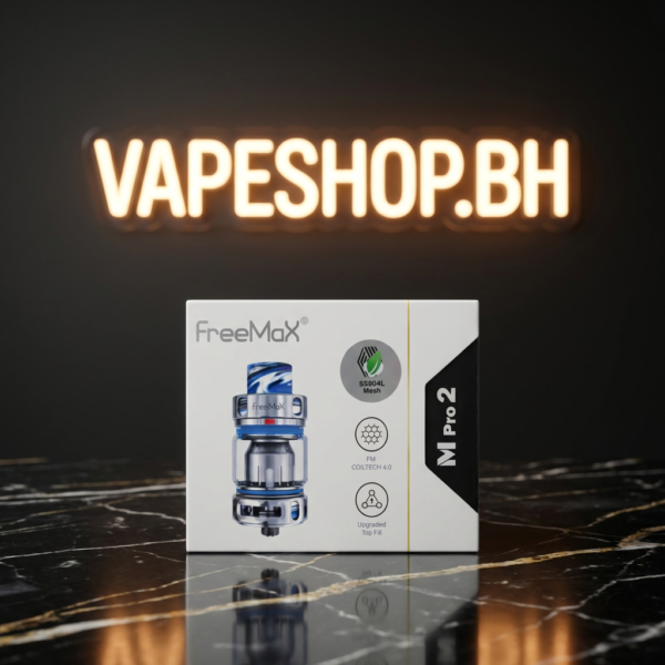 FREEMAX Freemax M Pro 2 tank featured image, sleek sub-ohm vape tank with SS904L mesh coils, 5ml capacity, Bahrain vape accessory.