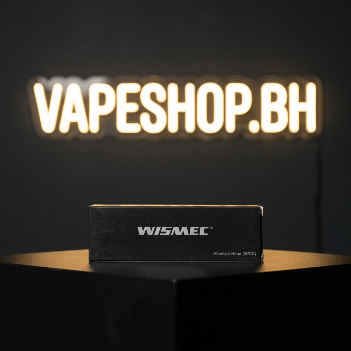 Wismec atomizer head coil for pods, compact cylindrical design with metal body and organic cotton wicking for bahrain vapes.