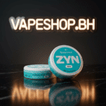 ZYN slim nicotine pouches under lip view, white tobacco-free design for long-lasting flavor in Bahrain.