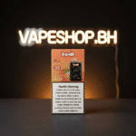 Close-up of BOMB X TIKOBAR 20k disposable vape for Bahrain, vibrant accents on matte finish barrel.