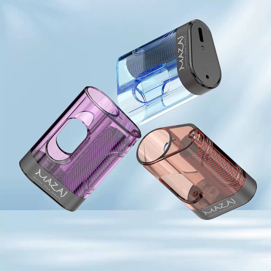 Mazaj-Box-Main2.Jpg Mazaj box 3000 puffs rechargeable disposable vape device in sleek rectangular shape with colorful led bottom, mesh coil, bahrain vape shop.