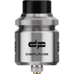 Silver DIGIFLAVOR Drop RDA V2, 24mm stainless steel RDA with dual post deck, knurled airflow top cap and 810 drip tip for Bahrain vapers.