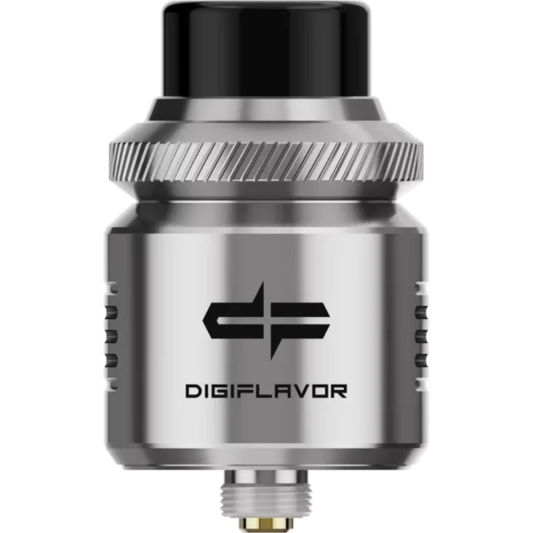 Silver DIGIFLAVOR Drop RDA V2, 24mm stainless steel RDA with dual post deck, knurled airflow top cap and 810 drip tip for Bahrain vapers.