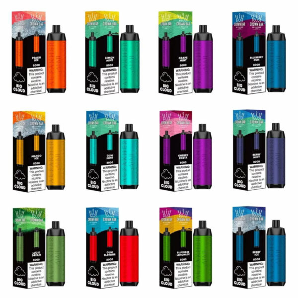 Al Fakher Crown Bar 8000 disposable vape with 18ml e-liquid, 8000 puffs, rechargeable battery