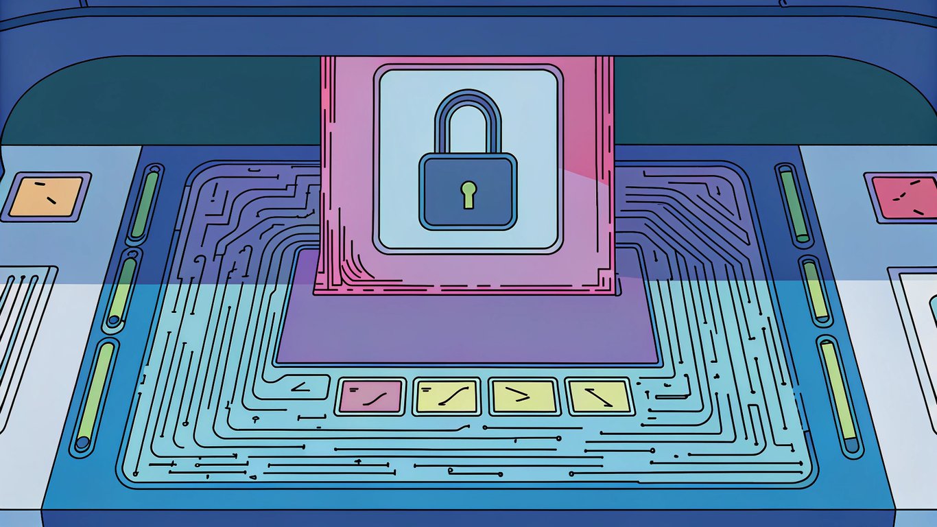 Illustration of an id card being scanned with a padlock, symbolizing secure age verification for legal compliance.