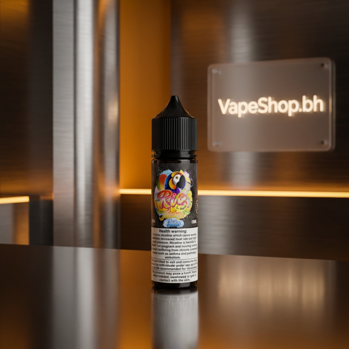 Rio freebase e-liquid in dynamic pose, essential e-juice for bahrain vapers.
