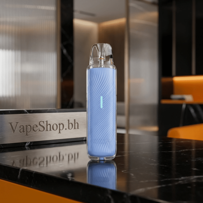 **caliburn g5 lite** pod kit with 4-bar gradient led lights glowing green, slim pc+abs chassis, bahrain pod system.