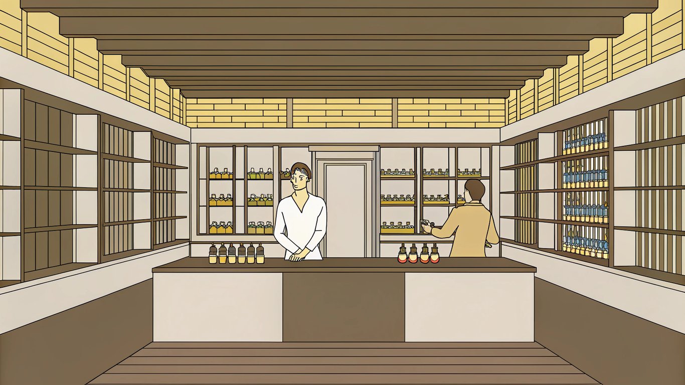 Interior view of a modern vape shop in manama, bahrain, with products on display and a staff member assisting a customer.