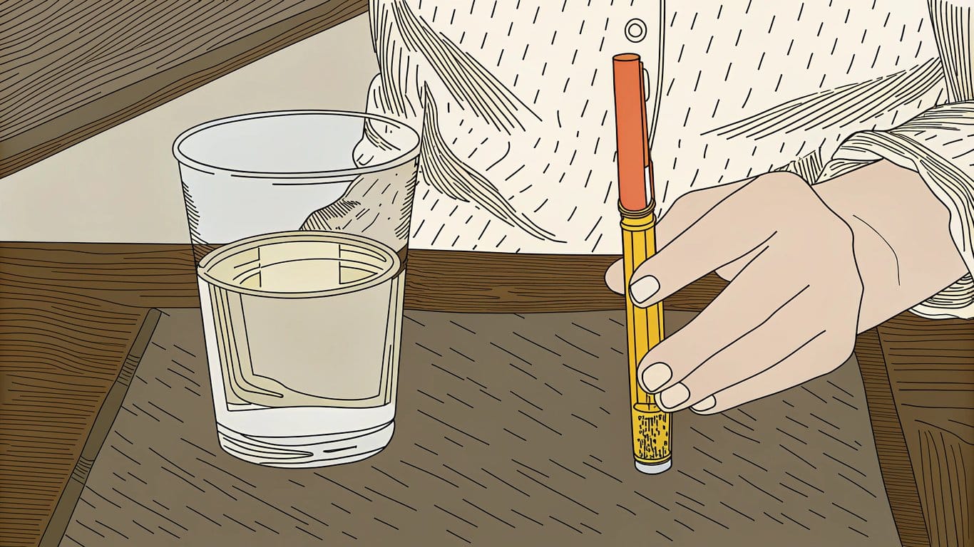 A vape pen next to a glass of water, emphasizing hydration.