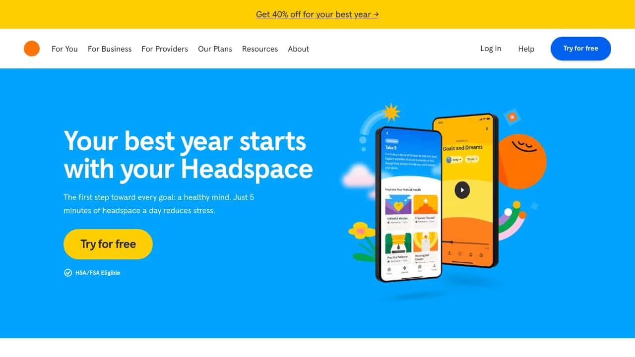 Screenshot of the headspace meditation app interface.