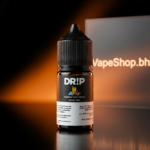 Close-up DRiP Saltnic salt nic e-liquid, vibrant label details, high-strength nicotine salt for smooth Bahrain vape hits