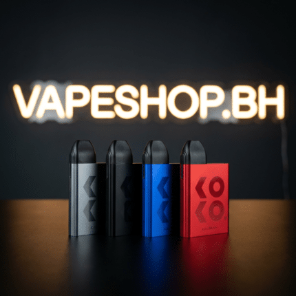 Compact **caliburn koko pod system** in black aluminum alloy, draw-activated vape with 2ml pod and lanyard for bahrain vapers.