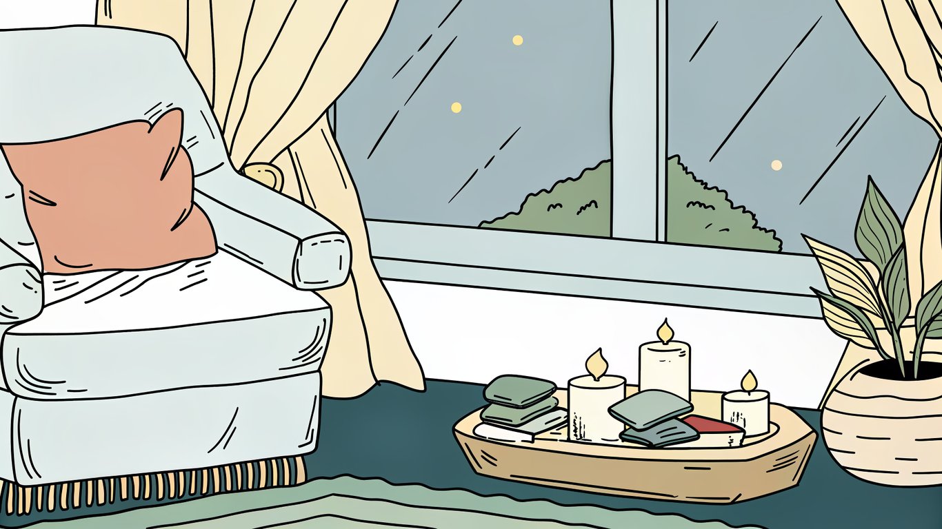 A peaceful, minimalist room with a comfortable chair by a window, symbolizing a dedicated relaxation space.