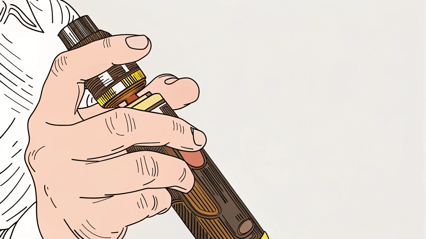 A hand comfortably holding a modern vape device, highlighting its ergonomic design and material texture.