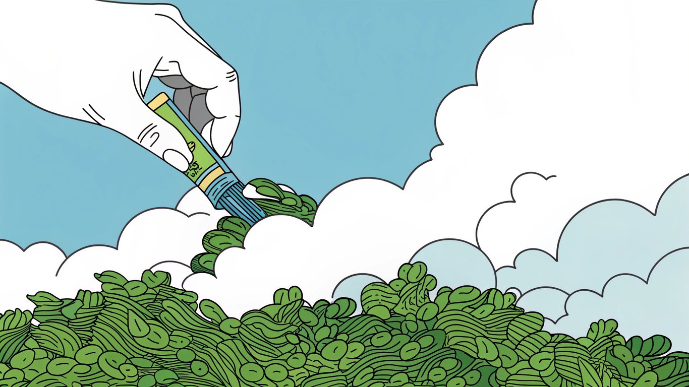 Illustration showing a hand identifying fake vape products among genuine ones.