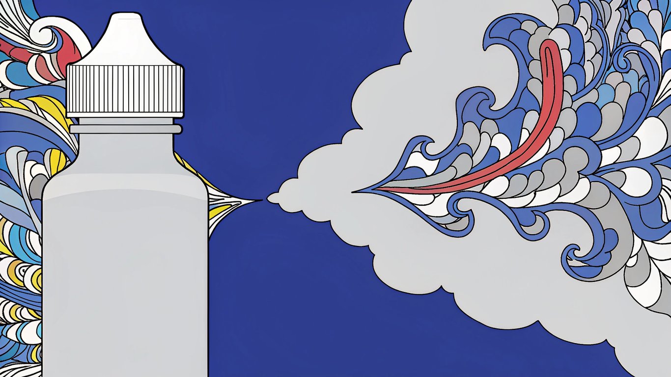 Illustration showing the evolution from simple vape flavors to a complex, diverse range.